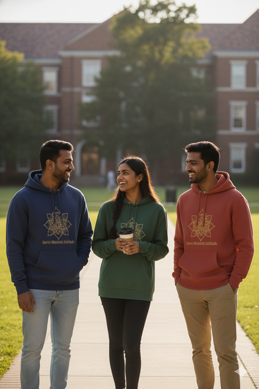 Karya Mandal Hoodie in Tranquil Blue – Mandala Design, Sanskrit Mantra Hoodie – Karya Mandal Collection