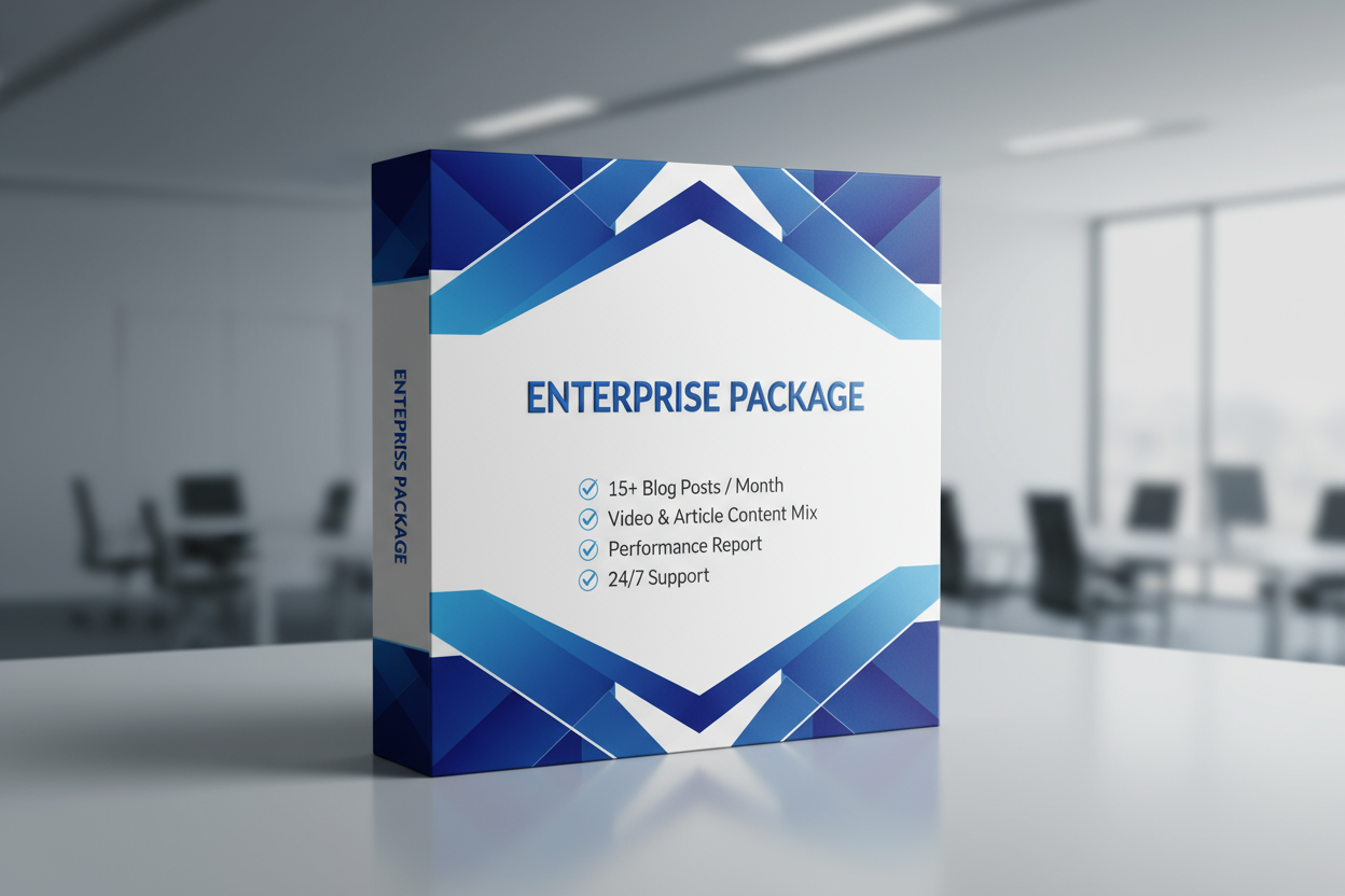 Enterprise package
15+ Blog Posts / Month
Video & Article Content Mix
Performance Report
24/7 Support
