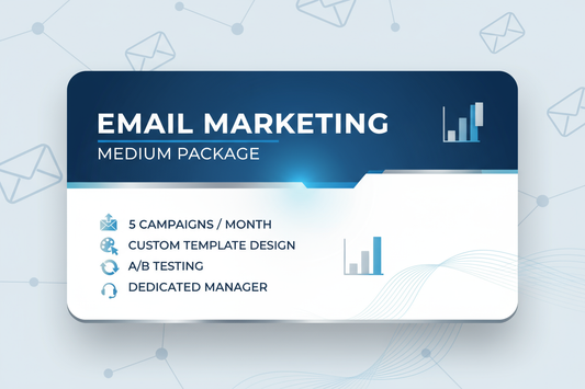 Email Marketing Medium Package:
5 Campaigns / Month
Custom Template Design
A/B Testing
Dedicated Manager